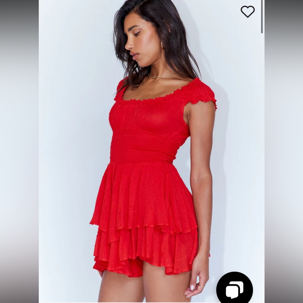 Princess Polly Love Galore Romper Size 6 Red